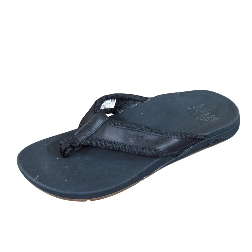 Reef Cushion Phantom 2.0 Mens Flip Flop Sandals Size 7 Beach Pool Black Leather
